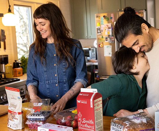 Porchbox with groceries placed at the door